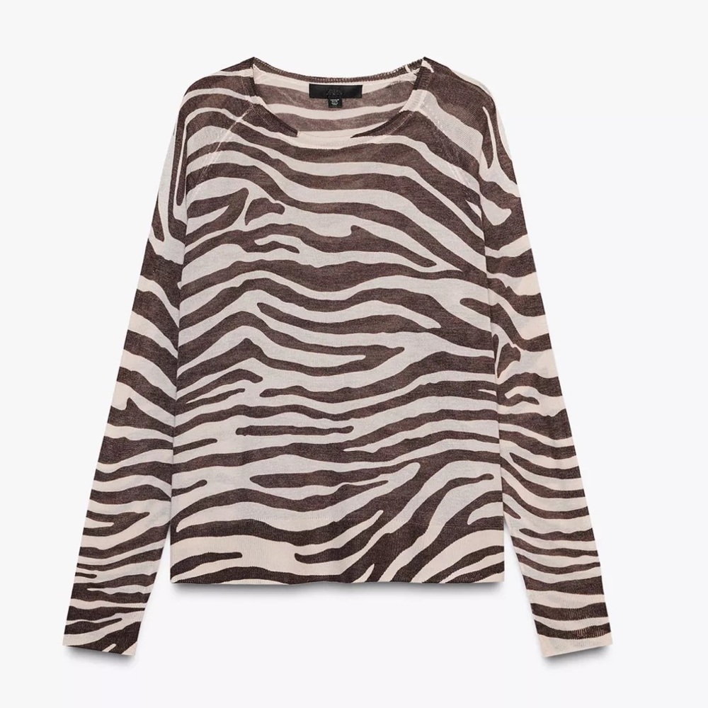 Zara Gray and Cream Striped Sweater